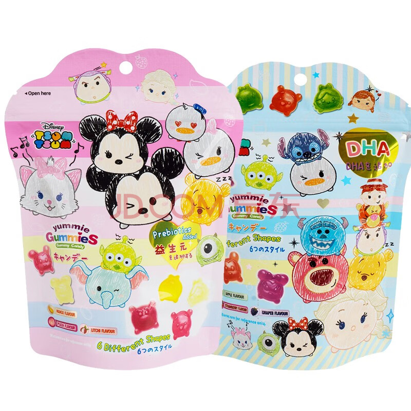 迪士尼水果软糖橡皮糖 tsumtsum造型儿童qq糖休闲糖果60g 六一儿童节