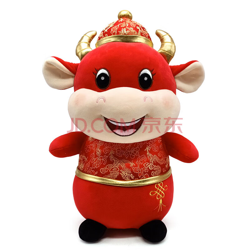 牛年吉祥物中国传统毛绒玩具公仔生肖牛布娃娃年会礼品定制logo福
