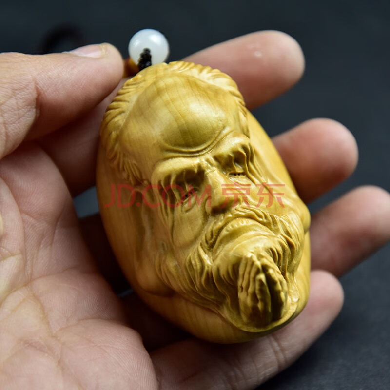 御木轩小叶黄杨木雕达摩头挂件文玩手把件男士随身小件工艺品汽车挂件