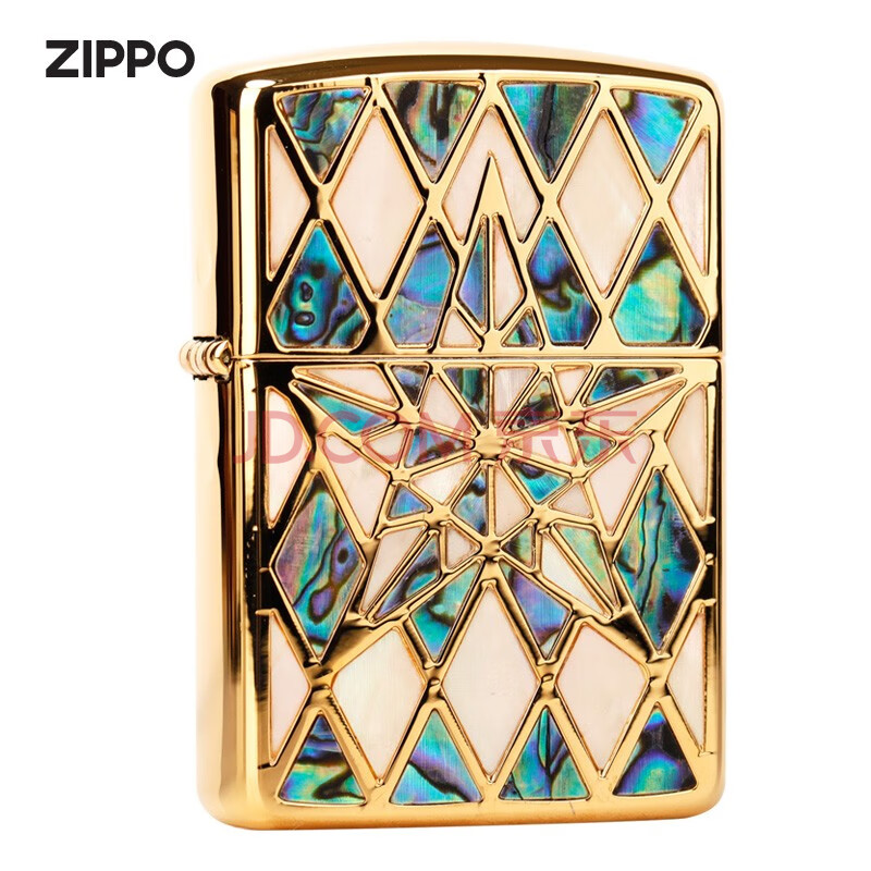 zippo打火机 之宝美国原装 双面贝壳镶嵌盔甲机彩贝五芒星 贝壳男士