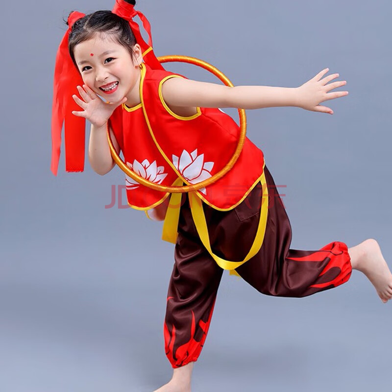 之魔童降世哪吒衣服男童cos动漫节目演出服装 衣服 肚兜 头绳 混天绫