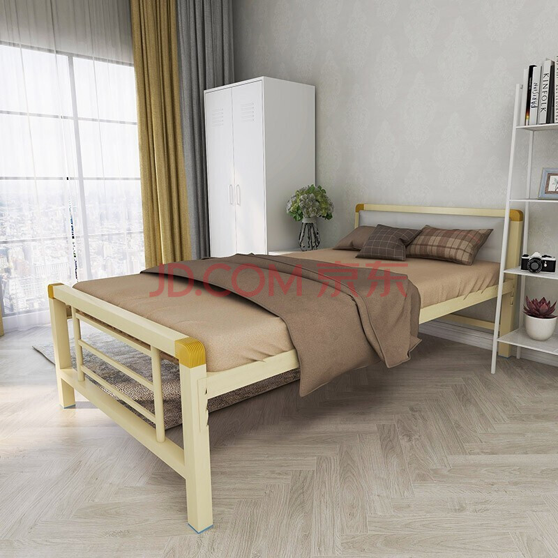 毕威尔 单人床铁艺学生员工宿舍稳固静音加厚板材钢制型材床 1.