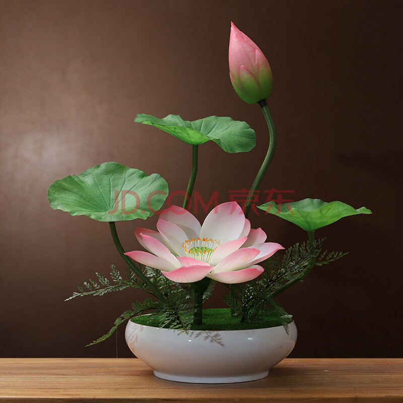 新中式仿真荷花莲花艺术插花花艺盆景摆件家居客厅玄关装饰花摆设摆件