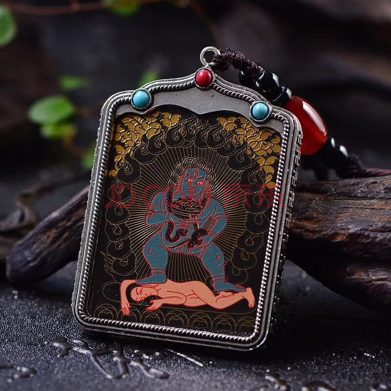 五路财神唐卡男女款吊坠 项坠 佛牌 项链挂件 graycewody 黑财神南方