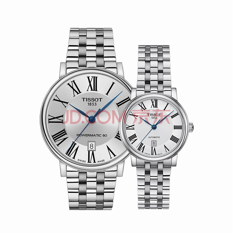天梭(tissot)手表 新款卡森臻我系列1853瑞士进口时尚商务机械情侣对