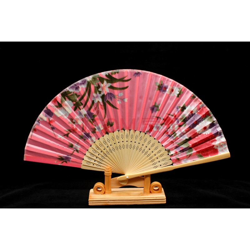 酒店盘饰刺身扇子日料装饰摆盘竹骨扇子厨房冷盘摆件扇寿司扇子 粉红