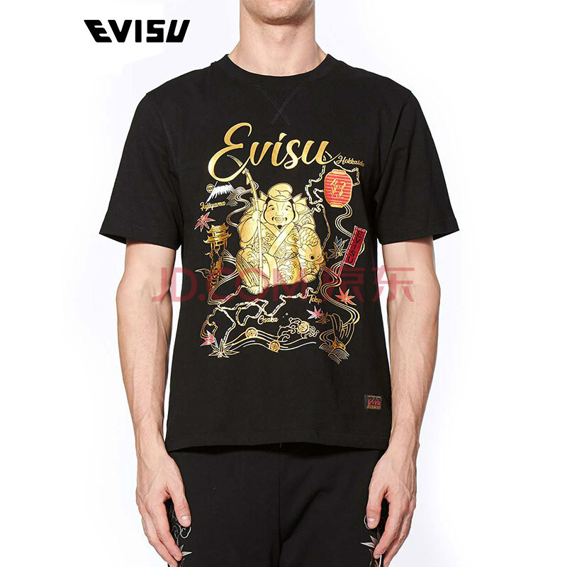 evisu 19aw 男士佛头印花短袖t恤 1eahtm9ts625xx 黑色 l