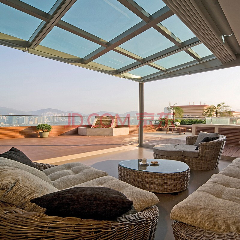 露台隔音隔热中铝合金阳光房花园别墅露台屋顶玻璃房断桥铝门窗定制