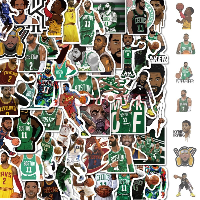 篮球星贴纸笔记本电脑手机壳吉他不干胶材质可移装饰足球手账防水贴