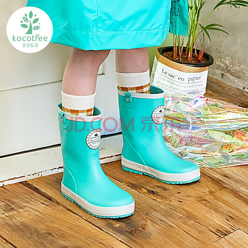 雨鞋男女童可爱童鞋雨靴防滑学生专用水鞋四季通用 kq17676 天青色 25