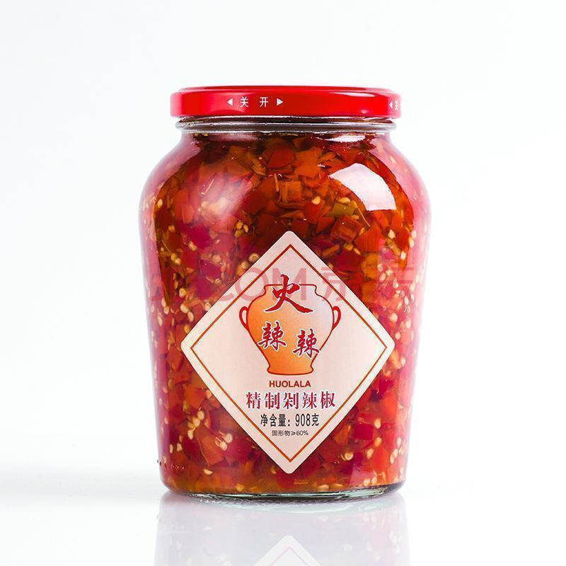 火辣辣野山椒网红剁辣椒小米辣野山椒开味鱼头辣椒酱 908g剁辣椒 4瓶