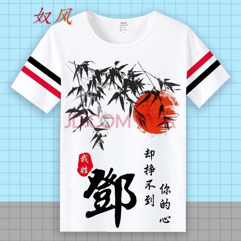 风夏季创意中国风百家姓氏名字定制文字汉子印花短袖吐槽文艺t恤衫 邓