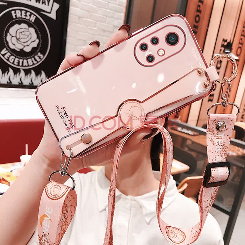 沫涵 华为荣耀v40轻奢版手机壳女款腕带挂绳斜跨honorv40网红5g版时尚