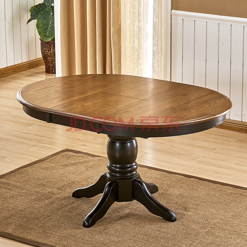 实木餐桌椅组合可伸缩折叠圆形美式可变圆桌餐桌家用小户型桌子 大号
