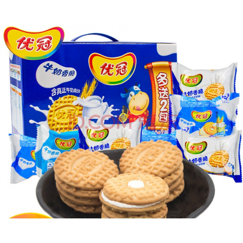 达能优冠牛奶饼干散装1000g整箱特浓夹心儿时回忆零食早餐小包装 【】