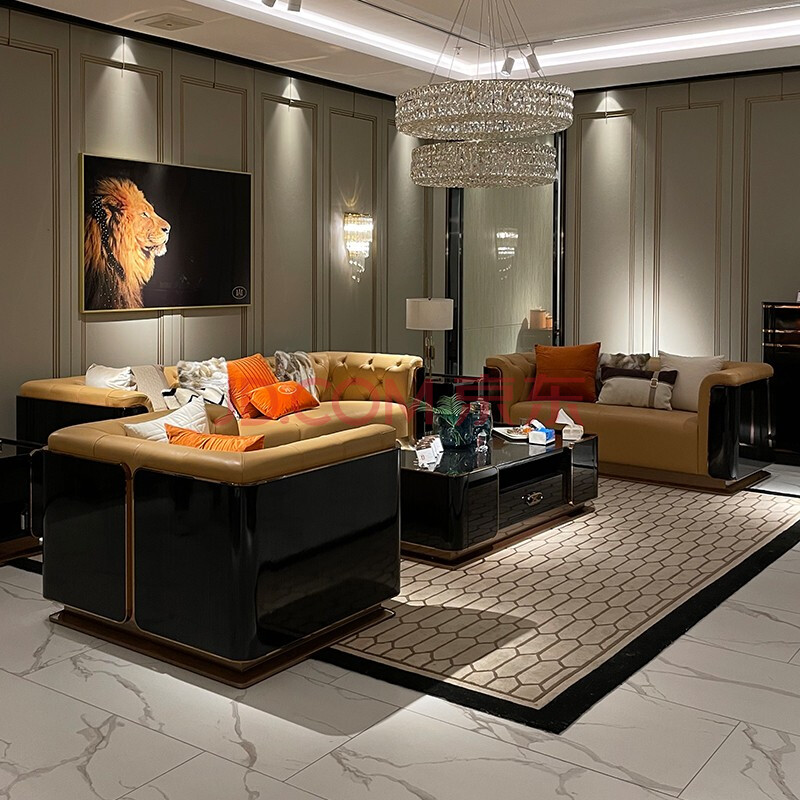 意式轻奢真皮沙发123组合宾利意大利大小户型样板房现代简约别墅四人