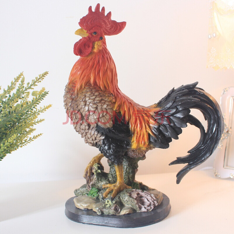 大公鸡摆件风水树脂陶瓷仿真公鸡摆件大母鸡小摆设动物家居鸡装饰品 b