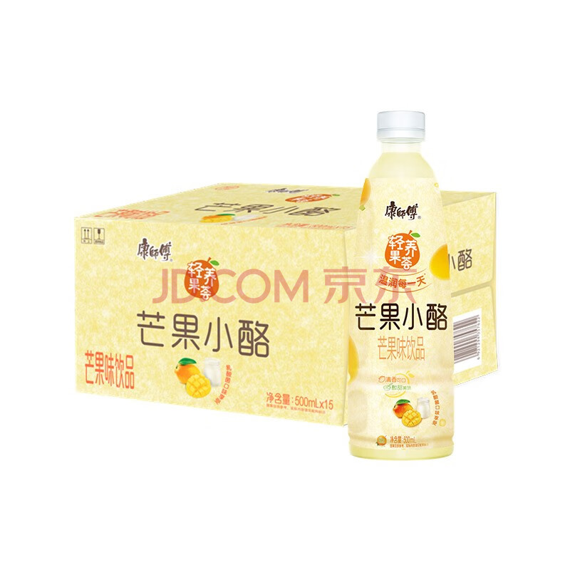 康師傅果汁芒果小酪500ml*15果汁果味飲料輕養果薈整箱