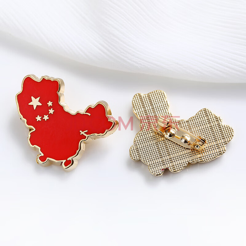 中国旗帜胸针创意爱国金属五星红旗徽章 纯铜【中国地图】别针款1枚