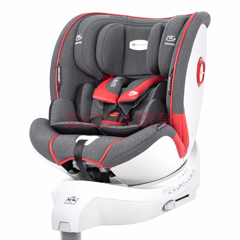 查理大帝 0-4-7岁isofix接口 360度旋转婴儿安全座椅-浅灰色【行情