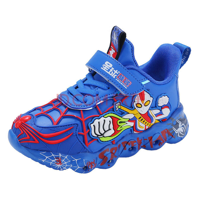 迪士尼官方旗舰奥特曼鞋子男童带灯精品奥特曼蜘蛛侠运动鞋2021春夏