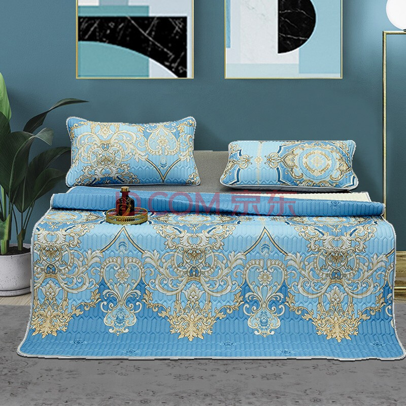 ventry泰国乳胶冰丝凉席三件套夏季儿童宿舍可折叠水洗卡通空调软席子