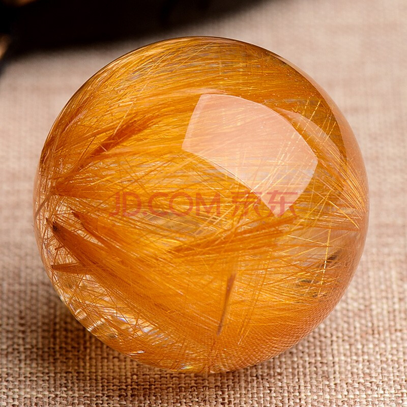 珒福源 开光天然水晶 金发晶摆件全净体金发晶转运珠水晶球家居风水