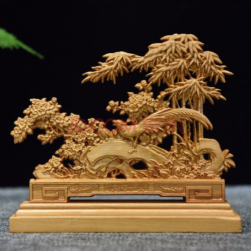 太行崖柏竹报平安木雕工艺品摆件根雕刻收藏商务送礼客厅玄关摆件aa