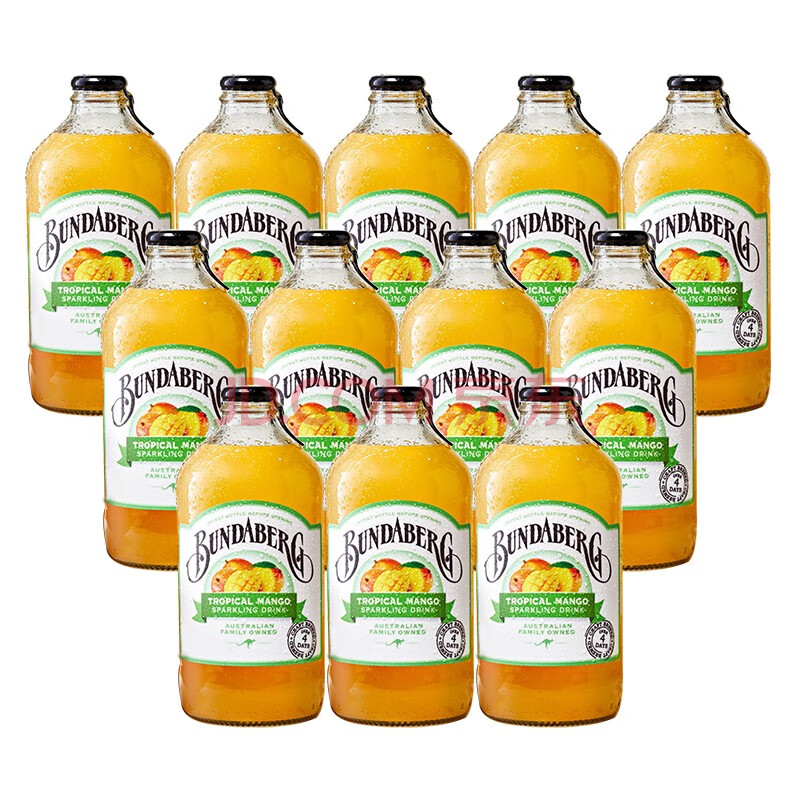 宾得宝bundaberg澳洲进口碳酸饮料抖音网红气泡水果汁汽水 芒果375ml*