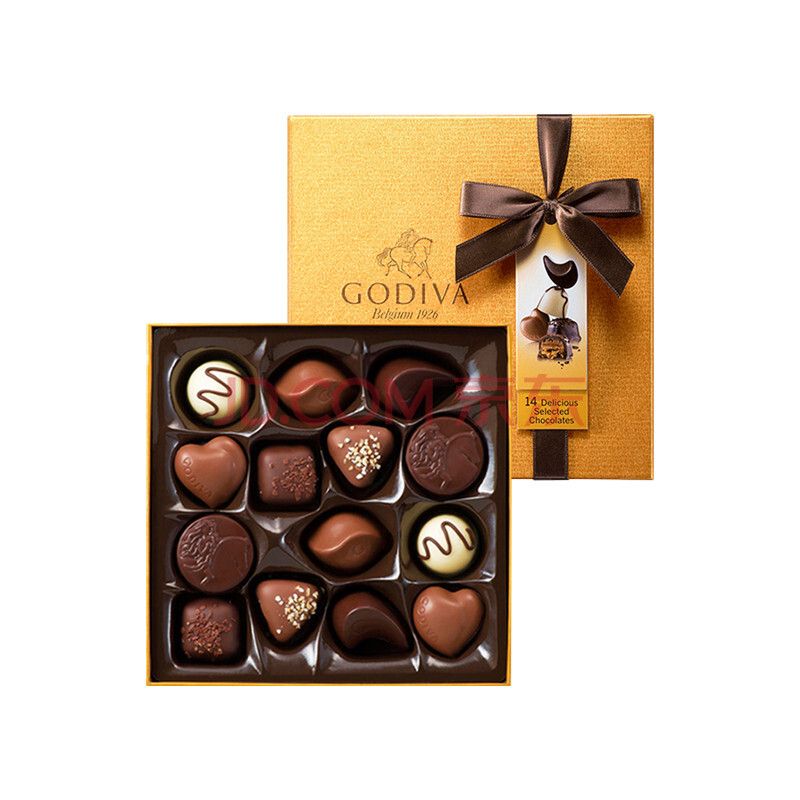 比利时进口歌帝梵godiva夹心巧克力金装礼盒14粒圣诞礼物生日礼物送