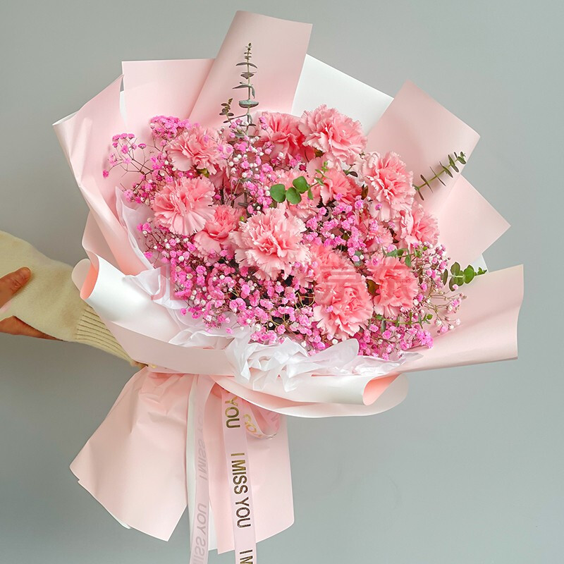 11朵粉色康乃馨向日葵鲜花百合花束送妈妈长辈老师生日全国同城配送