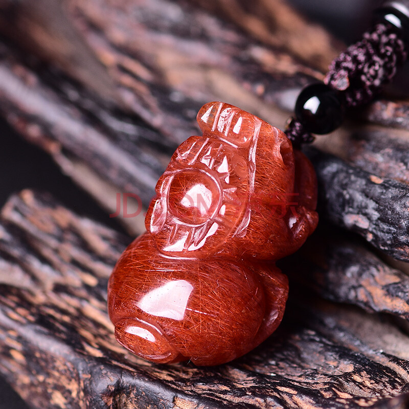 宫妃天然红发晶貔貅吊坠男女项链原石雕刻挂件玉佩招财水晶貔貅 满发