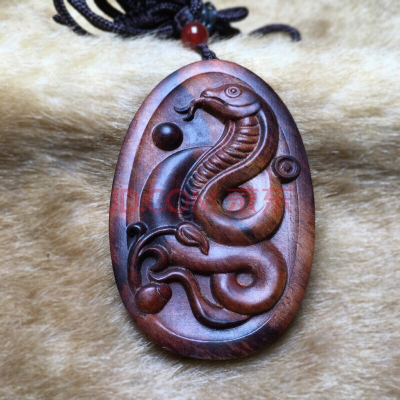 牧思 海南黄花梨木头蛇吊坠男 女蛇形挂件木质 蛇牌 十二生肖蛇项链