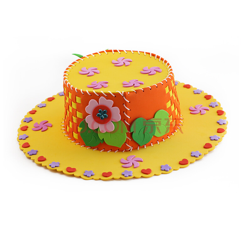 复活节帽子 复活节儿童diy手工帽子创意eva编织帽幼儿园钻石粘贴画