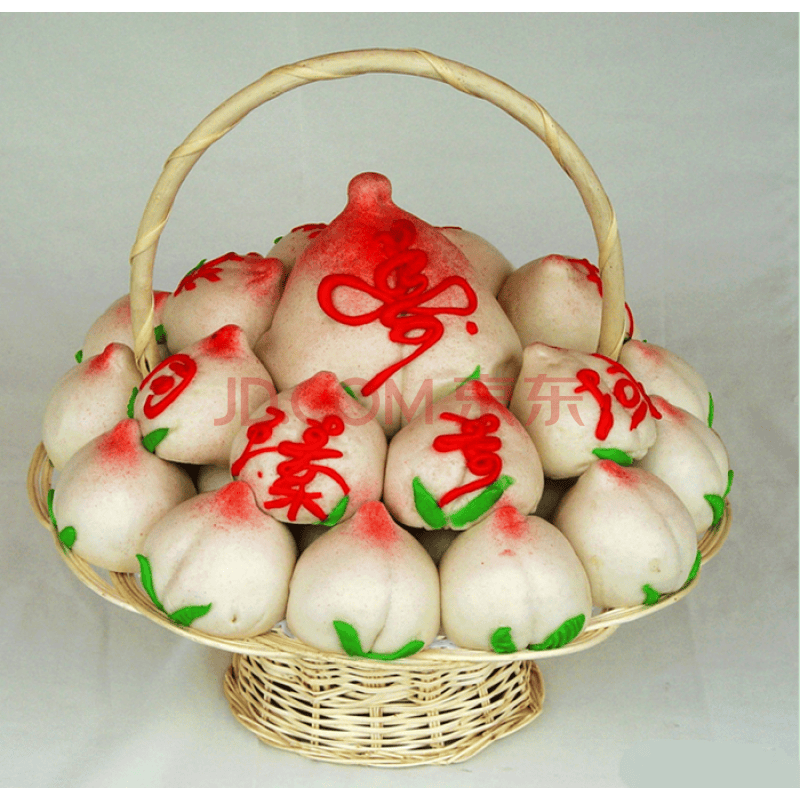 北京老正兴寿桃寿比南山寿桃1篮30小1大桃福如东海祝寿贺岁 豆沙木糖