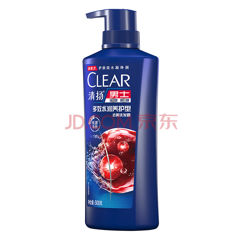 清扬（CLEAR）男士去屑洗发水多效水润养护型500g 玻尿酸蓬松洗 