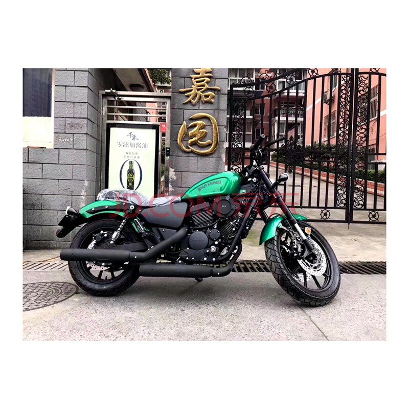 义骑v8复古太子美式重型机车国产哈雷883v缸250电喷摩托车可上牌 绿色