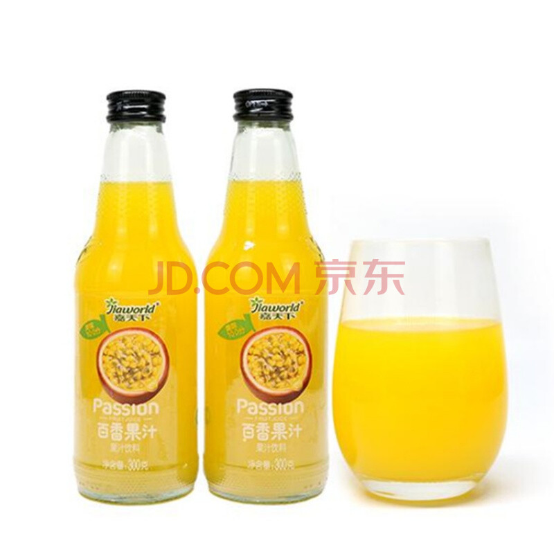 嘉天下豆奶百香果汁饮料300ml24罐百香果酸甜饮料玻璃瓶装 椰子汁12瓶