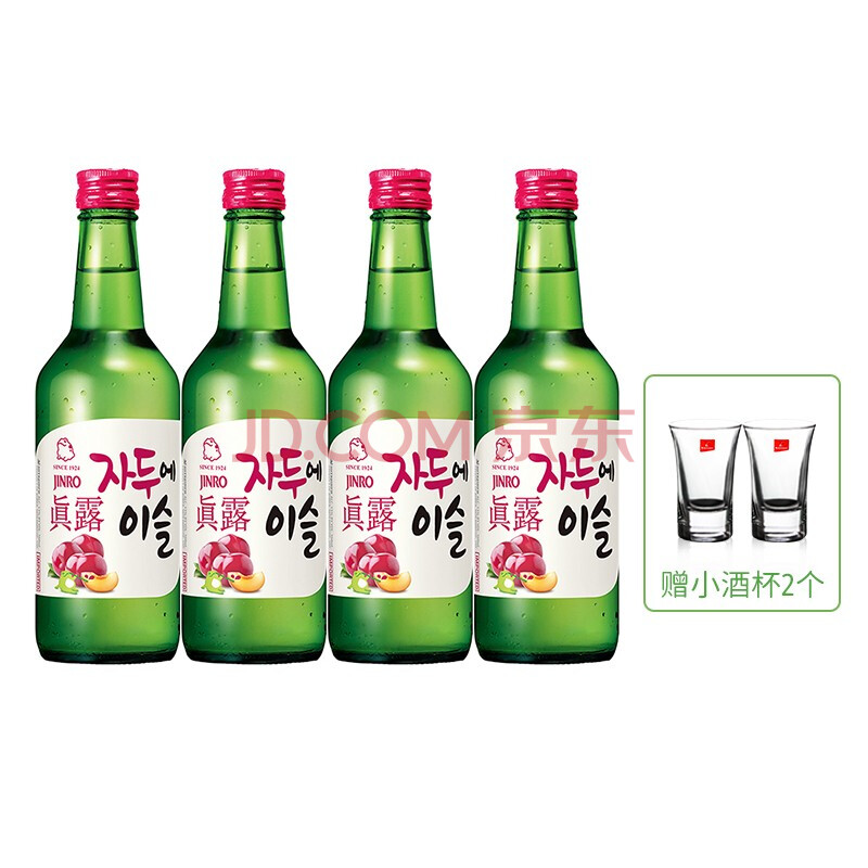 真露(jinro)烧酒 韩国进口清酒利口酒果酒少女微醺低度酒360ml 李子味