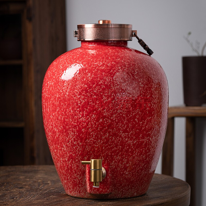 君翔 景德镇陶瓷酒坛子家用装酒密封酒瓶红色10斤20斤30斤50斤装酒缸