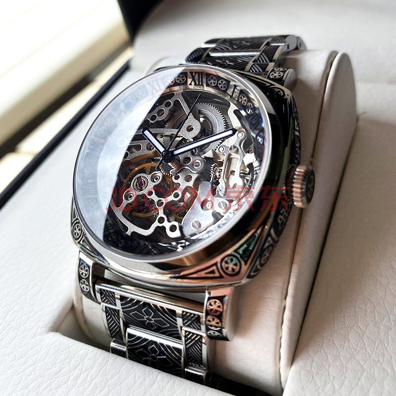 boux 海鸥机芯手表男机械镂空 男士全自动机械表 防水夜光雕花小众