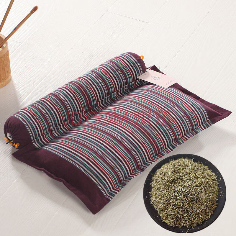 艾草颈椎枕头修复颈椎圆枕单人专用枕芯理疗枕头护颈枕脊椎枕 方咖啡