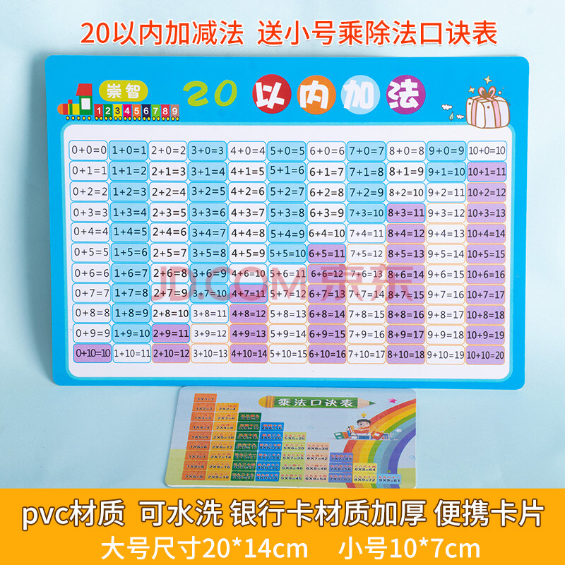 表99乘除法口訣卡片小學數學二年級乘法口訣背誦神器 20以內加減法卡