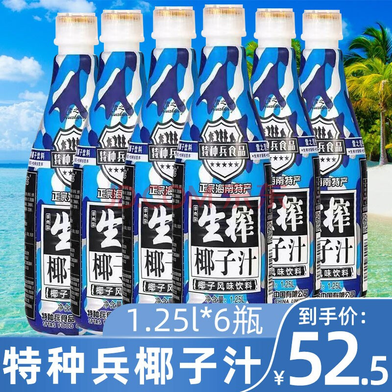 特种兵生榨椰子汁整箱装果肉风味饮料椰奶喜宴聚会 海南特种兵1.25l*6