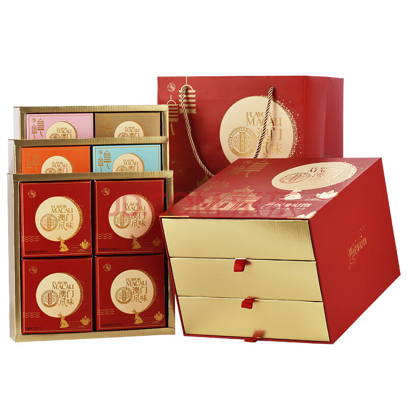 【现货】金尊喜悦濠礼中秋月饼大礼盒澳门风味广式莲蓉月饼抽屉盒