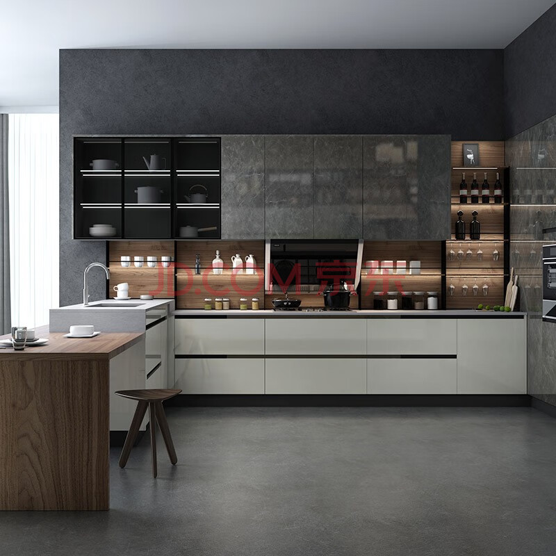 金牌厨柜整体橱柜定制整体厨房石英石厨柜定做 金牌橱柜 烟灶水槽龙头