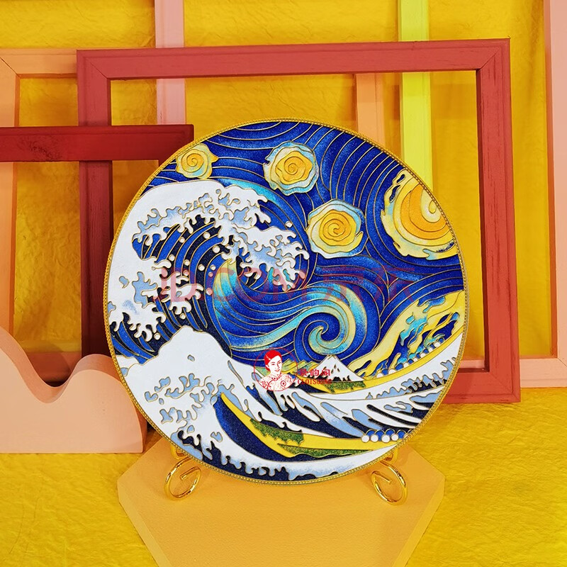 包《星辰大海》景泰蓝工艺画可团购适合初学者 30*30cm釉料圆形成品画