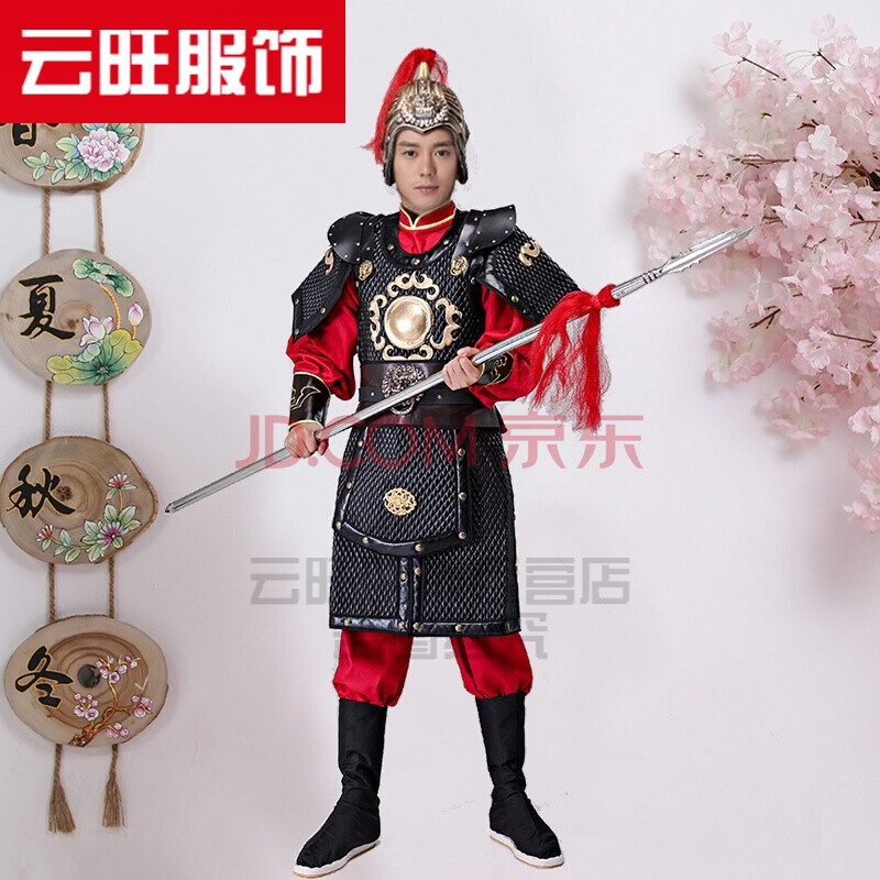 【古代盔甲演出服】古裝男款將軍大帥大將戲服岳飛裝金色鎧甲披風小兵