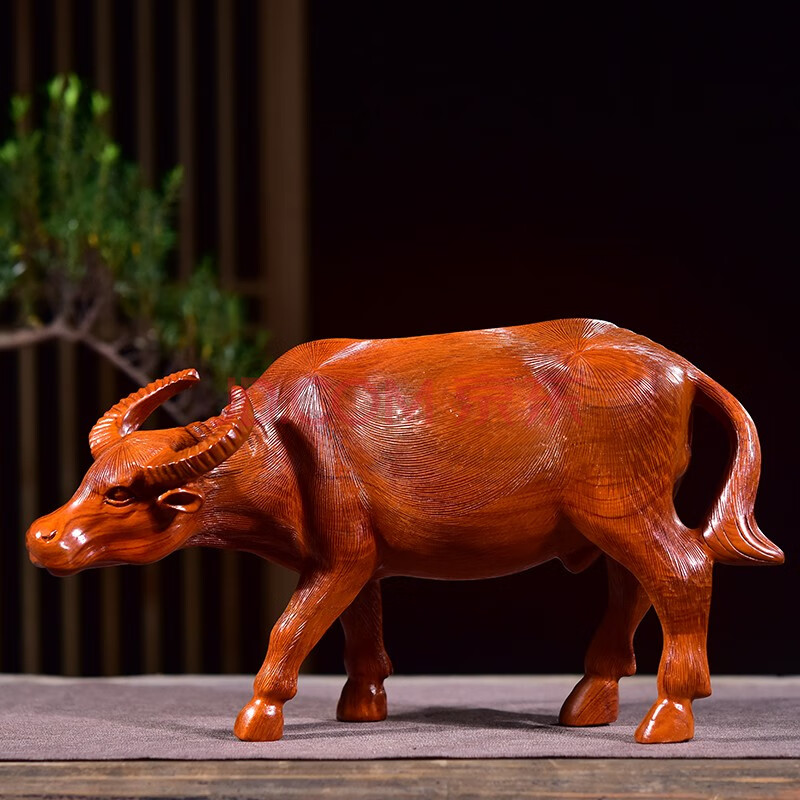 晨熟花梨木雕水牛摆件红木质雕刻动物牛工艺品摆饰实木牛十二生肖牛