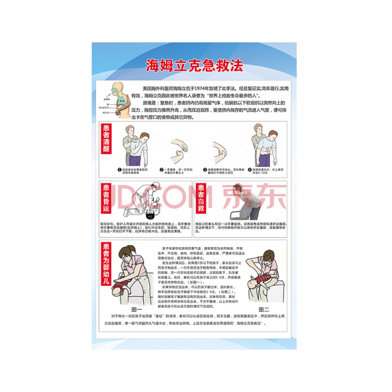 海姆立克急救法海報醫院兒童海姆立克急救法掛圖急救搶救心肺復甦流程